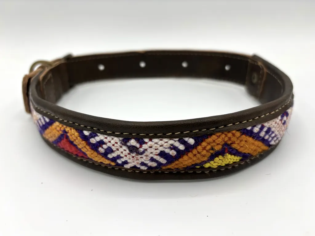 Atlas Adventure kilim inlay in violet, orange, cream and blue
