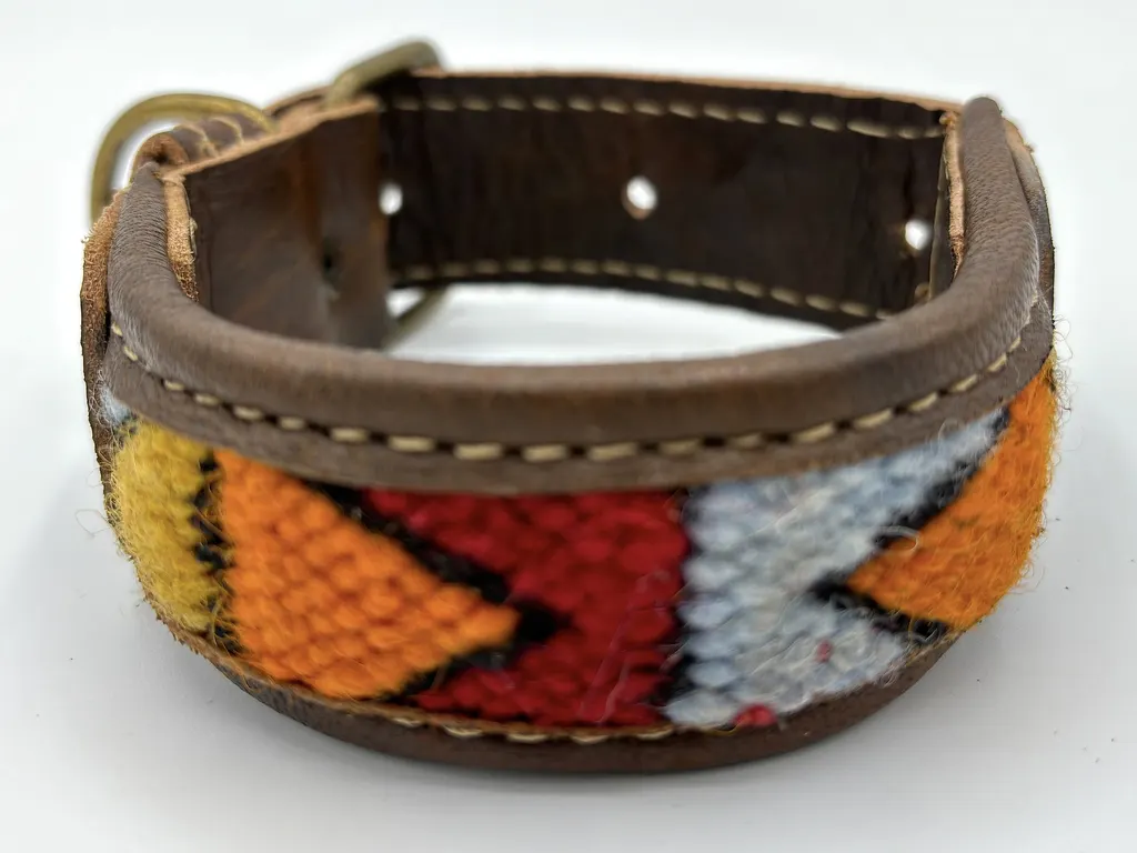 A smaller Medina Mosaic collar showing the orange, red and blue blocks